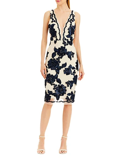 Nicole Miller Floral Sleeveless Cocktail Dress In Black