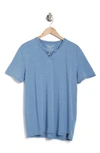 Lucky Brand Button Notch Neck T-shirt In Aegean Blue