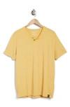 Lucky Brand Button Notch Neck T-shirt In Mineral Yellow