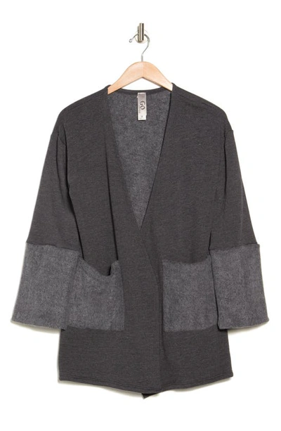 Go Couture Spring Colorblock Cardigan In Charcoal Print 1
