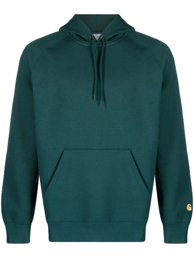 Carhartt Chase Logo-embroidered Cotton Hoodie In Green