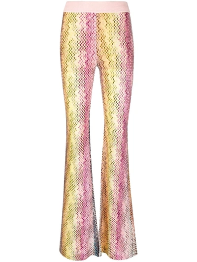 Missoni Flared Knit Trousers In Multicolor