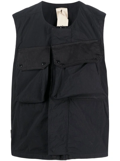 Ten C Flap-pocket Gilet Vest In Black
