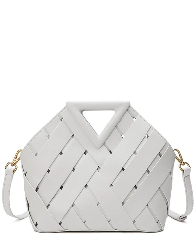 Tiffany & Fred Smooth & Perforated Leather Shoulder Bag In White