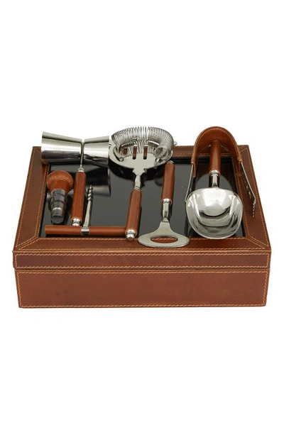 Sonoma Sage Home Brown Leather 7-piece Bar Tool Set With Decorative Box