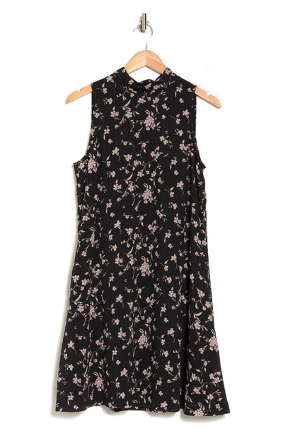 Nordstrom Rack Floral Sleeveless A-line Dress In Black- Pink Chintz Floral