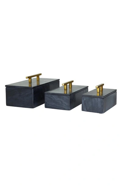 Vivian Lune Home Black Marble Box With Goldtone Handle