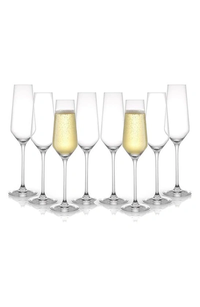 Joyjolt Set Of 8 Layla Crystal Bubbles Flutes In Clear