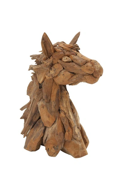 Ginger Birch Studio Brown Teakwood Rustic Horse Sculpture