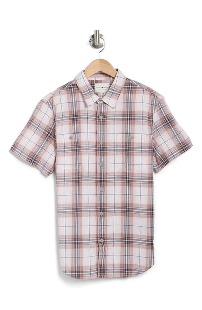 Lucky Brand Mason Stretch Cotton Plaid Workwear Shirt In Pink Plaid