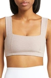 Beyond Yoga Space Dye Square Neck Sports Bra In Chai