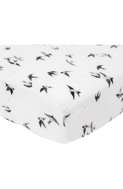 Little Unicorn Organic Cotton Muslin Crib Sheet In Swallows