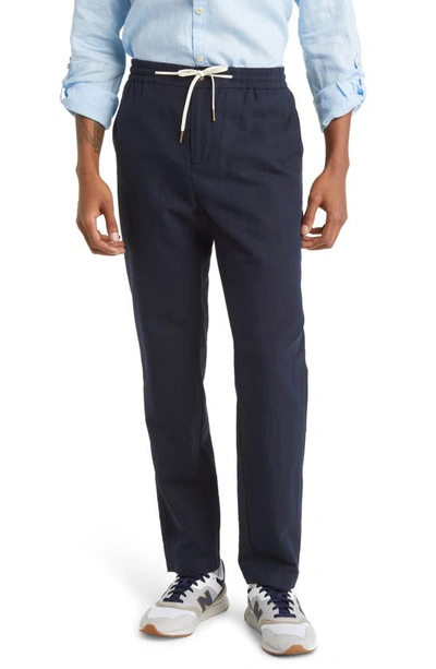 Scotch & Soda Organic Cotton & Linen Drawstring Pants In Blue