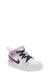 Nike Kids' Air Jordan 1 Mid Sneaker In Grape/ Black/ White/ Fuchsia