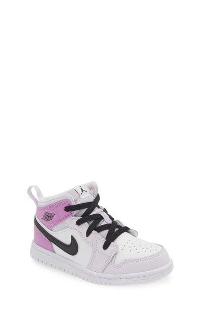 Nike Kids' Air Jordan 1 Mid Sneaker In Grape/ Black/ White/ Fuchsia