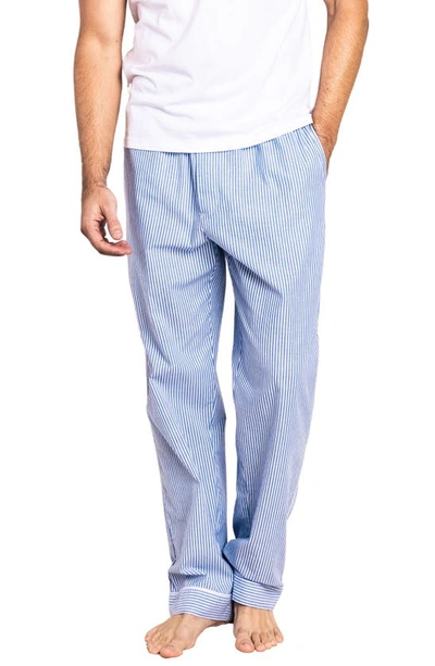 Petite Plume Stripe Seersucker Pajama Pants In Blue