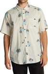 Billabong Sundays Mini Print Short Sleeve Cotton Button-up Shirt In Stone