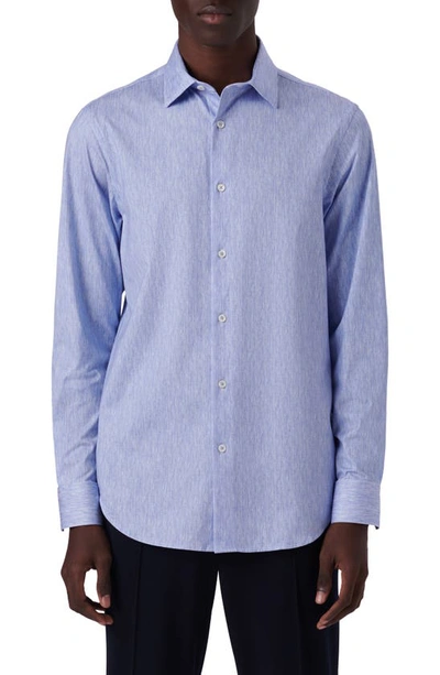 Bugatchi Men's Ooohcotton Tech Sport Shirt In Classic Blue