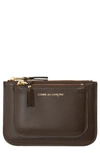 Comme Des Garçons Outside Pocket Two-compartment Leather Wallet In Brown