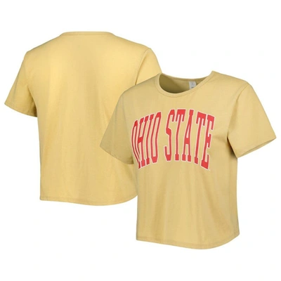 Zoozatz Yellow Ohio State Buckeyes Core Fashion Cropped T-shirt In Tan