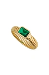 Nadri Omega Flex Ring In Gold With Emerald