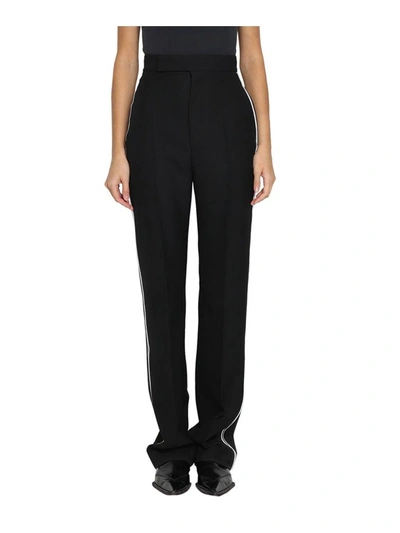 Haider Ackermann Contrasting Piping Wool Pants In Nero
