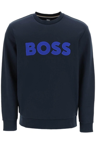 Hugo Boss Stadler Logo Sweatshirt In Blue