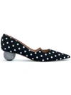 Paul Andrew Polka Dot Ankara Pumps In Black