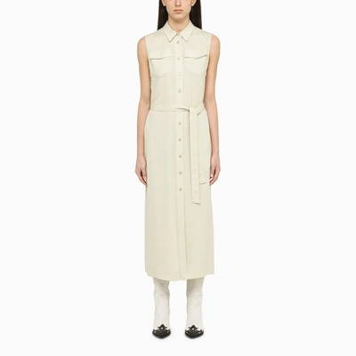 Calvin Klein Midi Ivory Chemisier Dress In White
