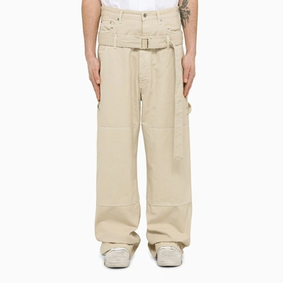 Off-white Beige Baggy Trousers In Cream