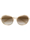 Elie Saab Crystal Embellished Round Sunglasses In Metallic