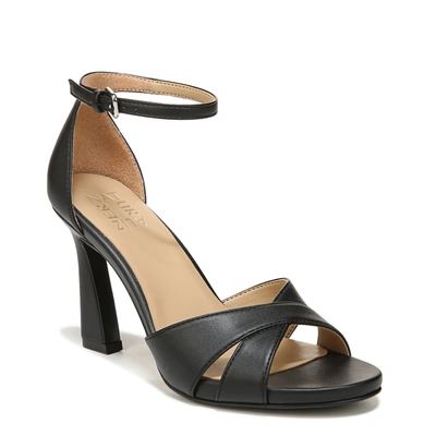 Naturalizer Henson Ankle Strap Heeled Sandal In Black Black Smooth Faux Leather
