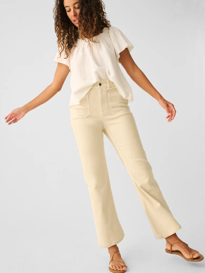 Faherty Stretch Terry Wide Leg Pants In Bone White