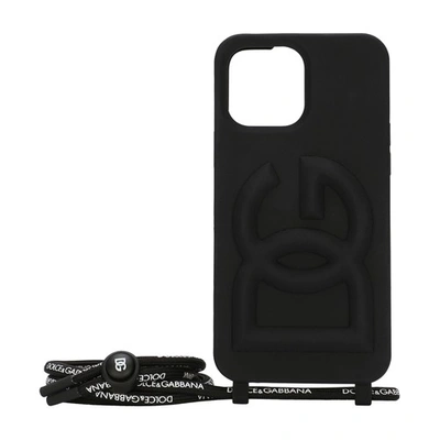 Dolce & Gabbana Rubber Iphone 13 Pro Max Cover With Embossed Logo In Black