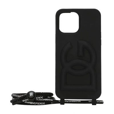 Dolce & Gabbana Rubber Iphone 13 Pro Max Cover With Embossed Logo In Black  | ModeSens