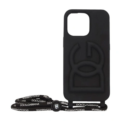 Dolce & Gabbana Rubber Iphone 13 Pro Cover With Embossed Logo In Black