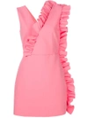 Msgm Fitted Ruffle Dress - Pink