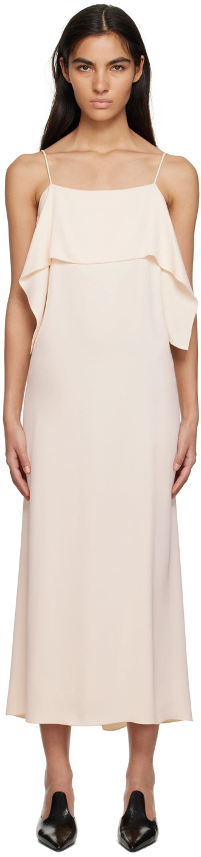 Totême Open-back Draped Twill Maxi Dress In Beige