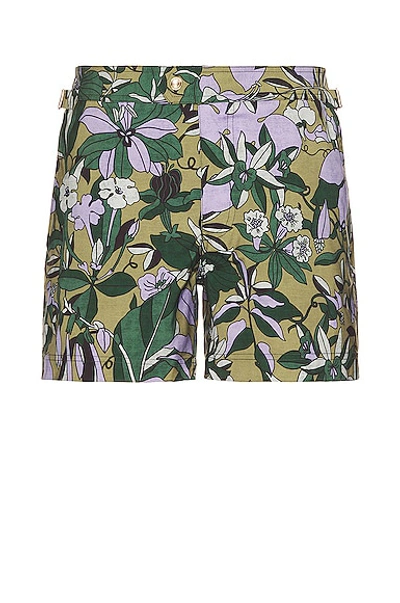 Tom Ford Men's Jungle Floral Swim Shorts In Jungle Floral Green