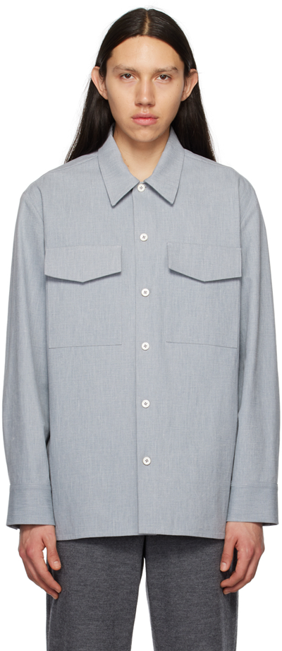 Jil Sander Pocket Cotton Shirt In Blue