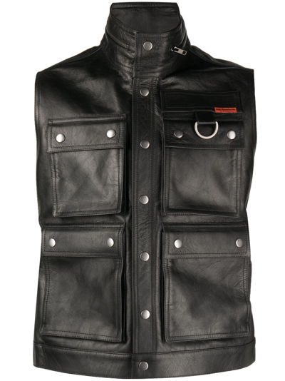 Martine Rose Leather Vest. In Black