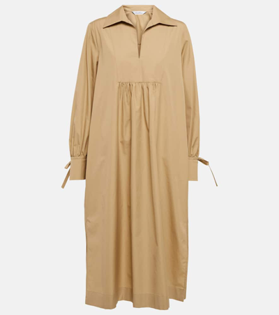 Max Mara Nupar Cotton Poplin Shirt Dress In Camel