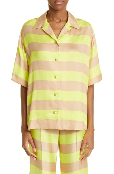 Zimmermann Wonderland Short Sleeve Shirt In Yellow Multi