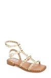Steve Madden Sunnie Womens Faux Leather Studded Slingback Sandals In Beige