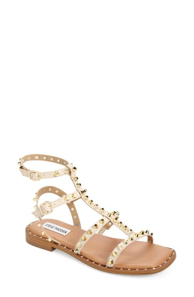 Steve Madden Sunnie Womens Faux Leather Studded Slingback Sandals In Bone