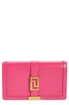 Versace Greca Goddess Leather Mini Bag In Glossy Pink- Gold