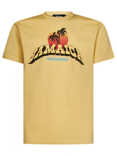 Dsquared2 Yellow Cotton T-shirt In Brown