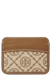 Tory Burch T Monogram Jacquard Card Case In Hazelnut