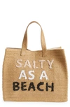 Btb Los Angeles Salty As A Beach Straw Tote In Black/dusty White