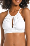 La Blanca Island Goddess High Neck Bikini Top In White